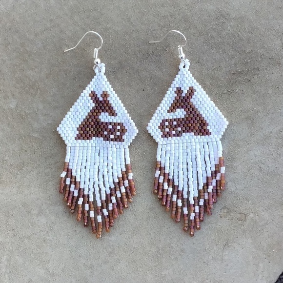 Fawn Beaded Earrings, New, Handmade by Me